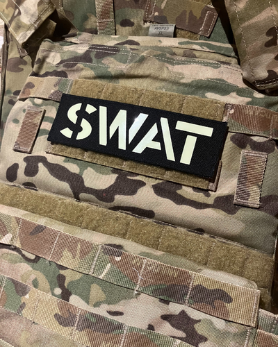 SWAT Patch - Black Cordura - Glow in the Dark Lettering