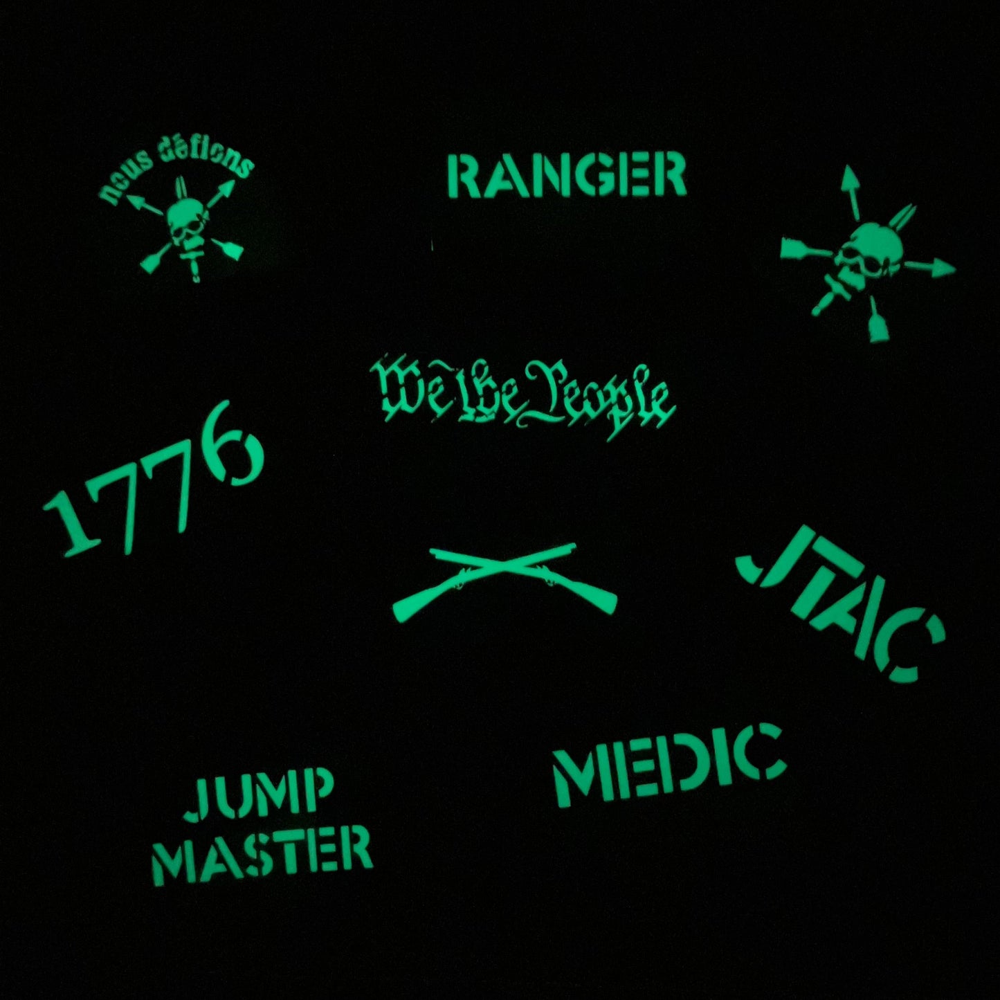 1776 Cross Rifle Patch - Laser Cut - Luminous/Glow in the Dark - 3.5"X1.75"