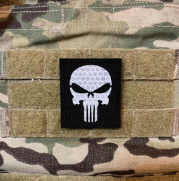 Punisher Patch - Laser Cut - Reflective Material - 2"X2.25"