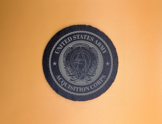 U.S. Army Acquisition Corps Slate Coasters - Round/Square - 4 Inch Diameter