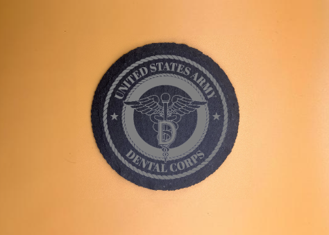 U.S. Army Dental Corp Slate Coasters - Round/Square - 4 Inch Diameter