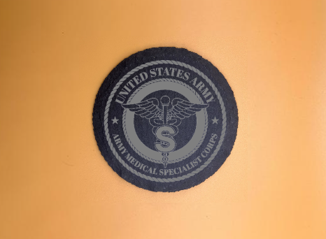 U.S. Army Medical Specialists Corp Slate Coasters - Round/Square - 4 Inch Diameter