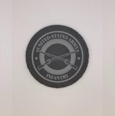 U.S. Army Infantry Slate Coasters - Round/Square - 4 Inch Diameter