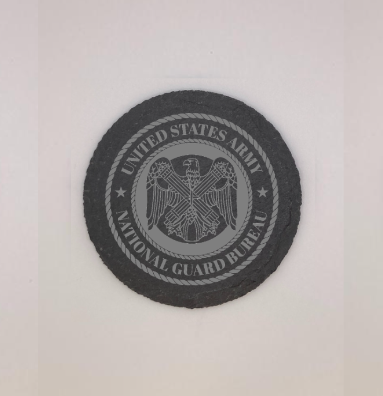 U.S. Army National Guard Bureau General Slate Coasters - Round/Square - 4 Inch Diameter