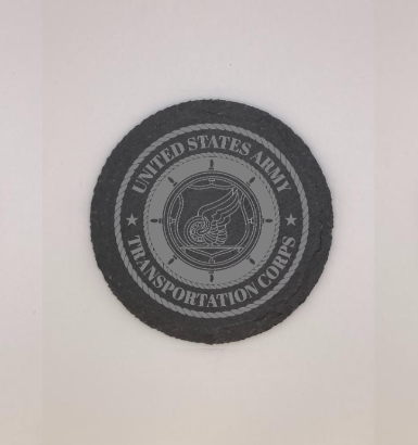 U.S. Army Transportation Corps Slate Coasters - Round/Square - 4 Inch Diameter