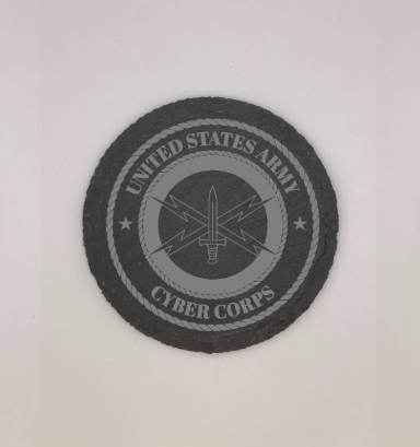 U.S. Army Cyber Corps Slate Coasters - Round/Square - 4 Inch Diameter